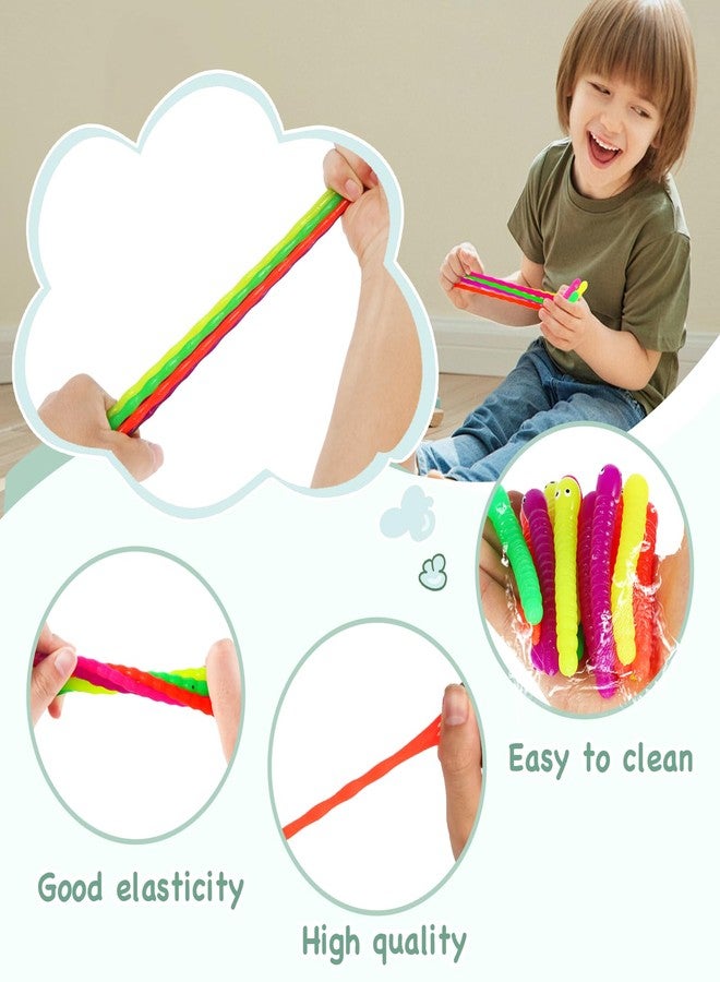 Miaopen 50 PCS Stretchy Fidget Toys Colorful Stretchy Strings，Sensory Fidget Worm Stretch Toys for Kids, Stocking Stuffers Party Favors for Boys and Girls Classroom Prizes, Pinata Fillers,Goodie Bag Stuffers - Image 4